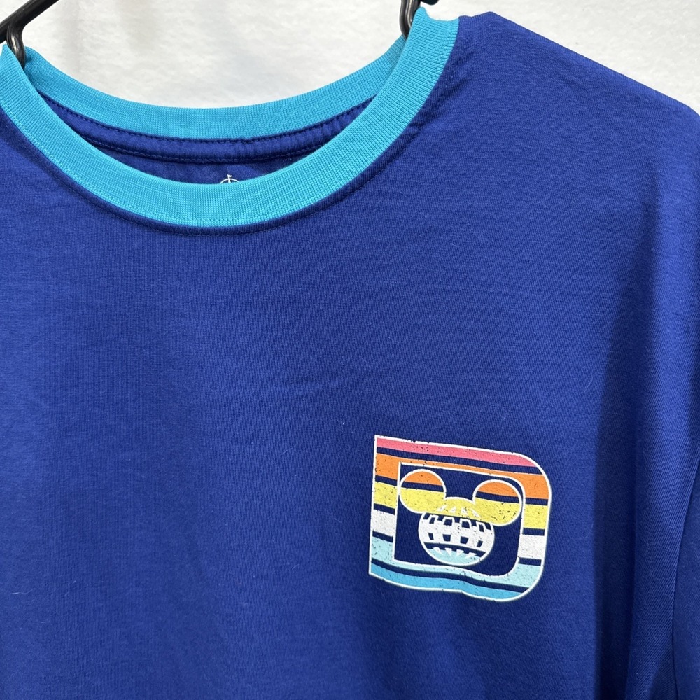 Walt Disney World Large Blue Short Sleeve Shirt Magical Place Earth Ringer NWT